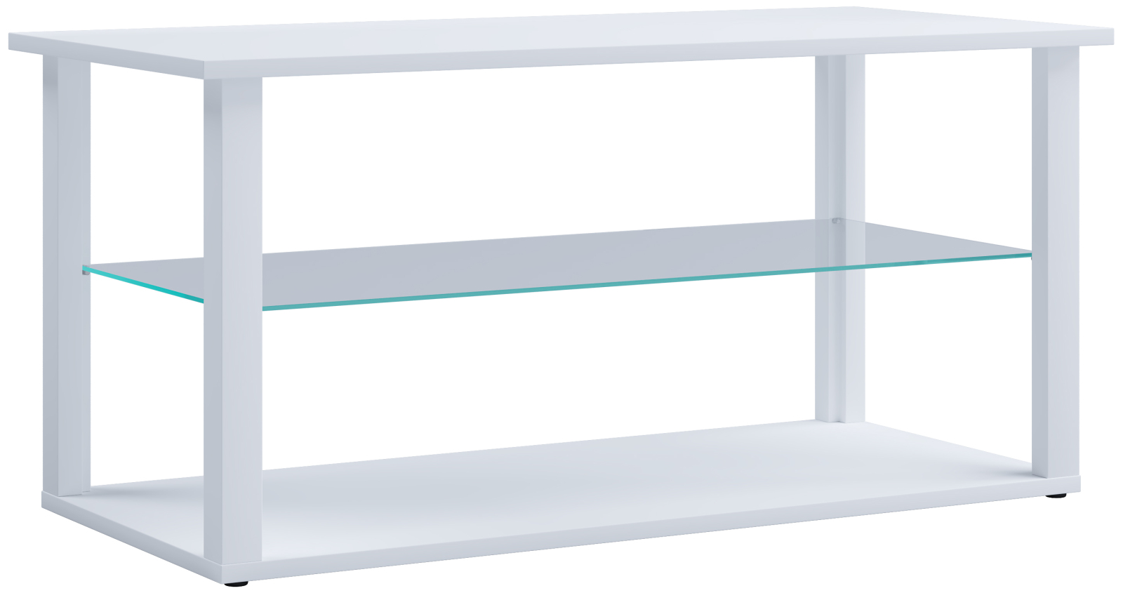 Couchtisch WANILO L - weiß - Glasboden - 95x45 cm