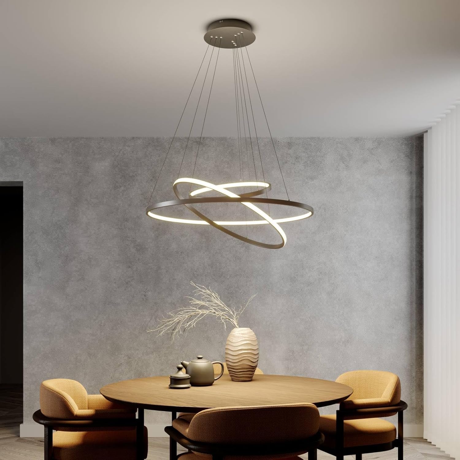 Lucande LED Ezana dimmbar (Modern) in Alu aus Metall (1 flammig,) Wohnzimmerleuchte
