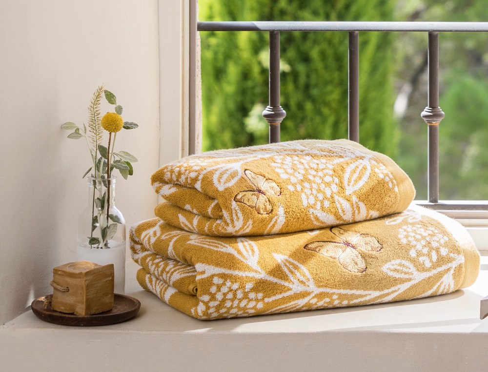 Linge de bain jacquard brodé-De fleur en fleur
