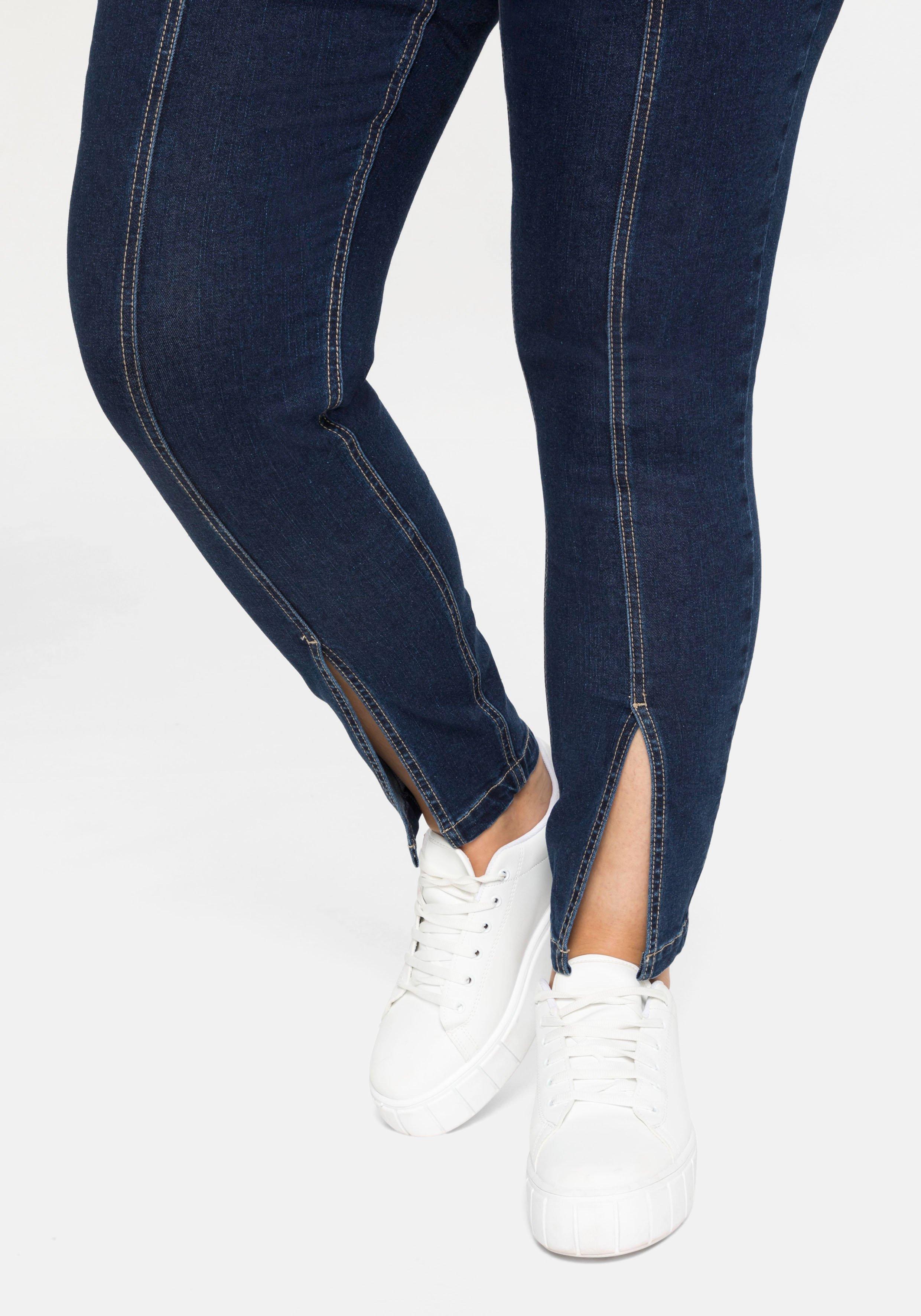 Schmale Ankle-Jeans mit Teilungsnaht vorn