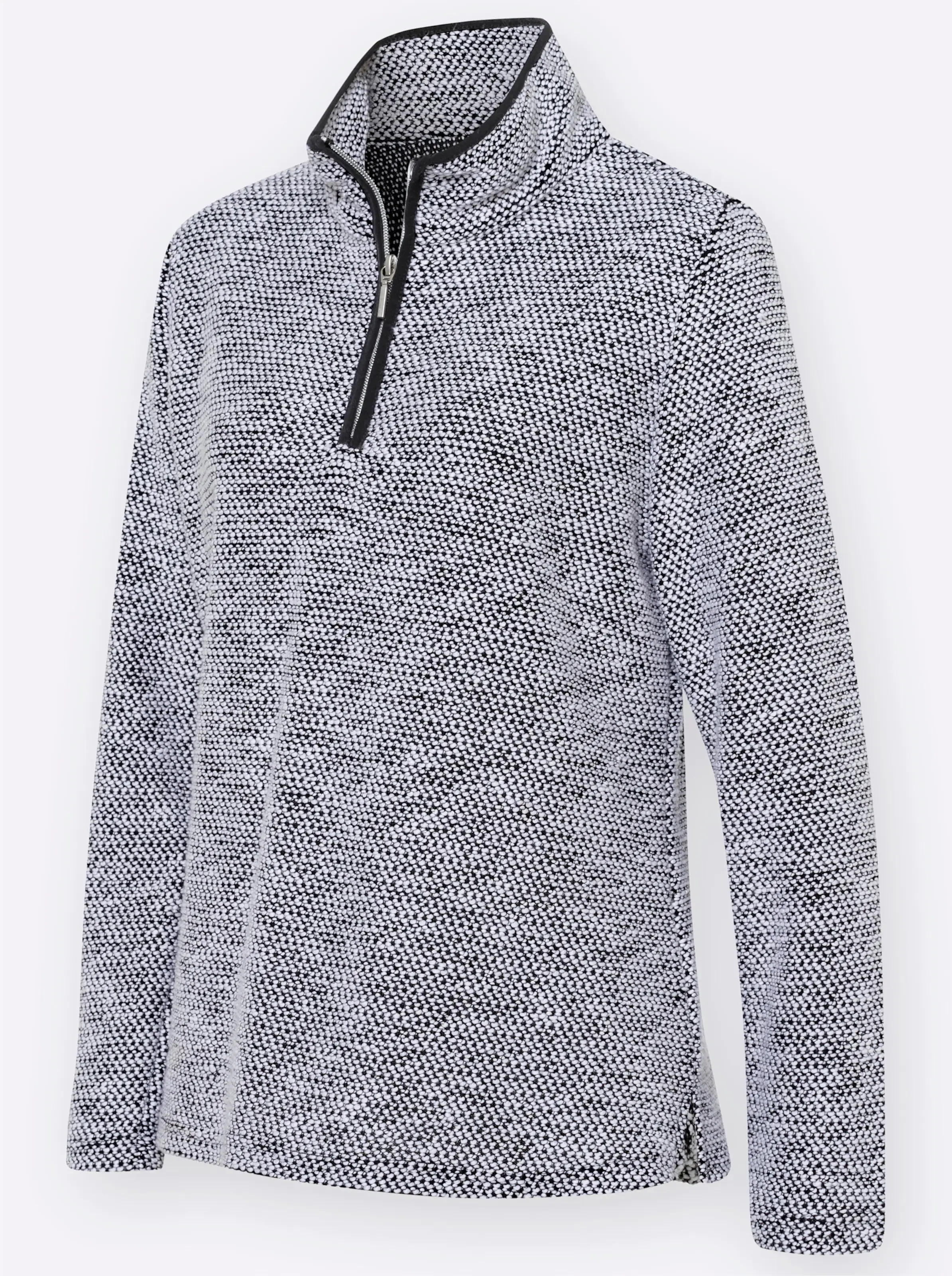 Langarmshirt in ecru-schwarz-gemustert