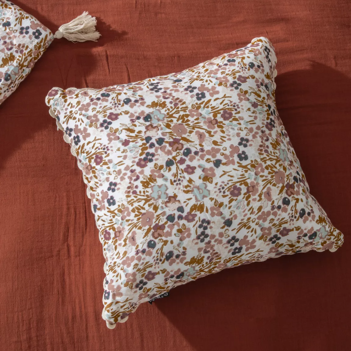 Coussin carré gaze de coton (40 x 40 cm) Constance Beige pampa