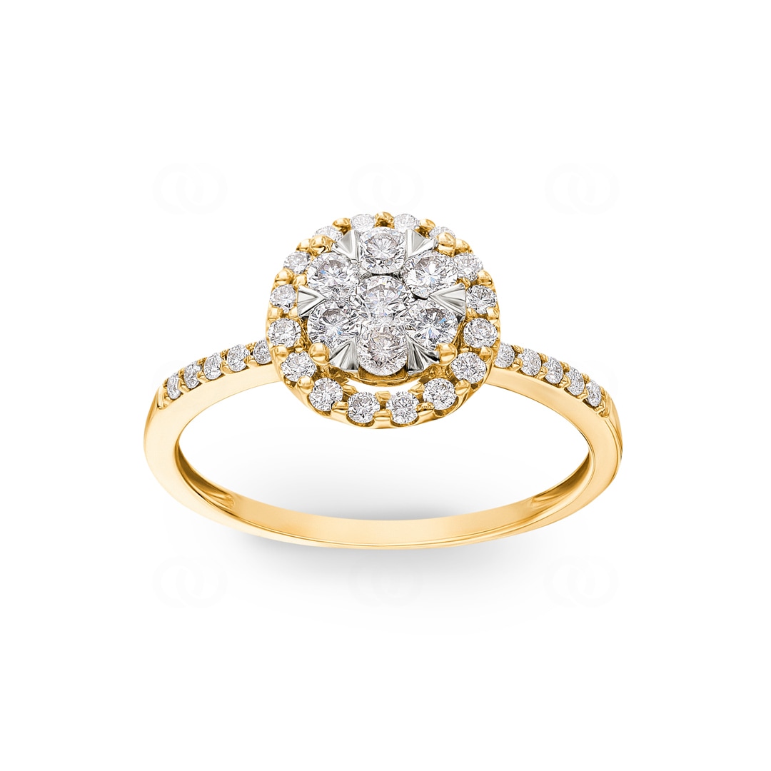 0.50 Karat Diamanten Halo Verlobungsring 750/18 K Gelbgold