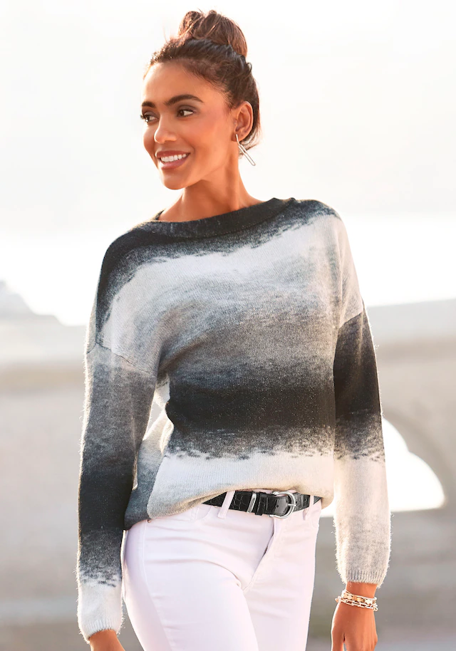 Vivance Strickpullover , aus Farbverlaufgarn, U-Boot Ausschnitt, kuscheliger Strickpullover