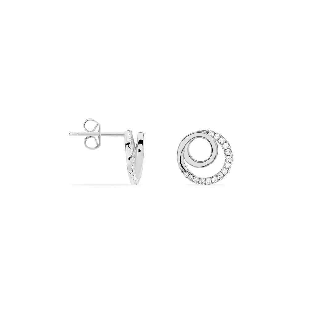 Boucles D'oreilles Puces Eliseum Argent Blanc Oxyde De Zirconium