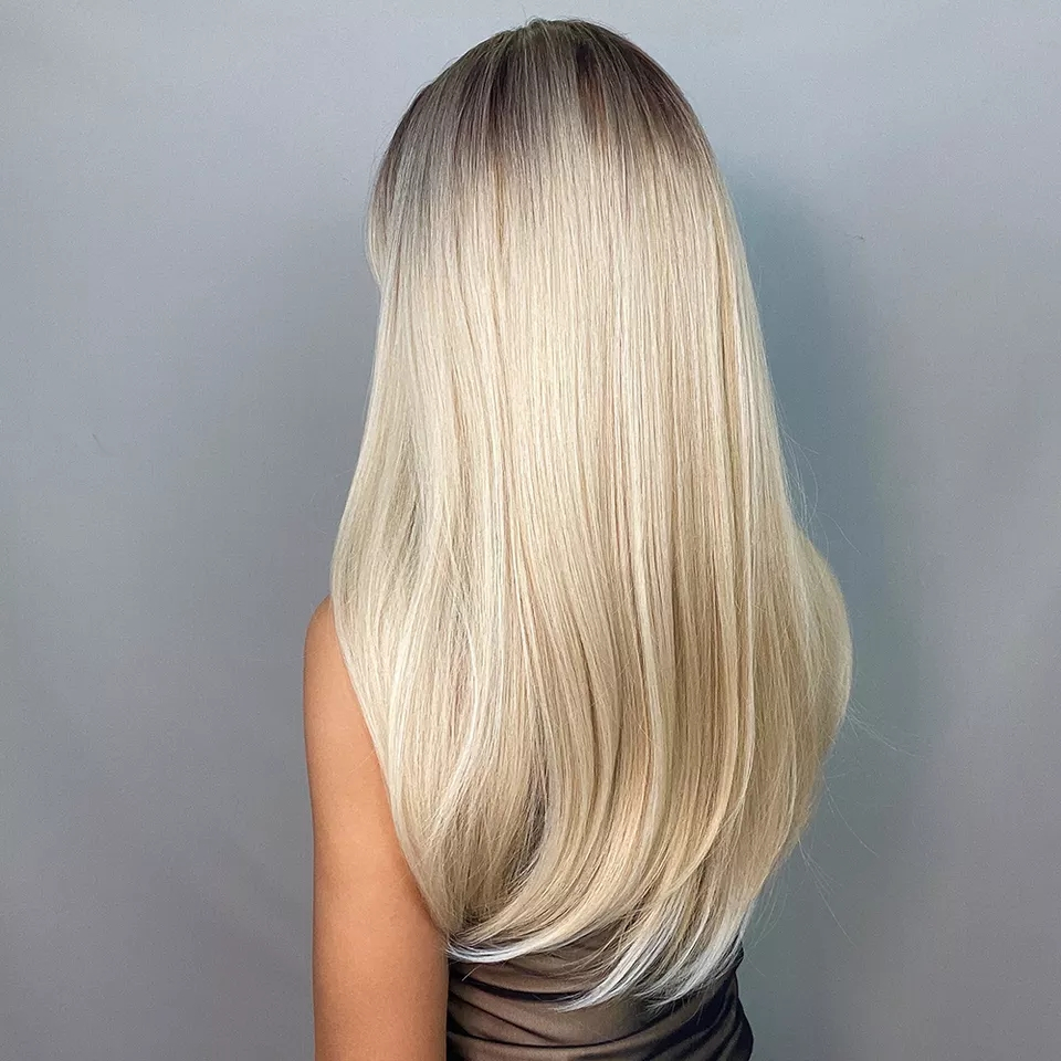 (60cm) Lange Kunsthaar Perücke Synthetic Wig Perücke mit verstellbarer Kappe - Blond / Braun