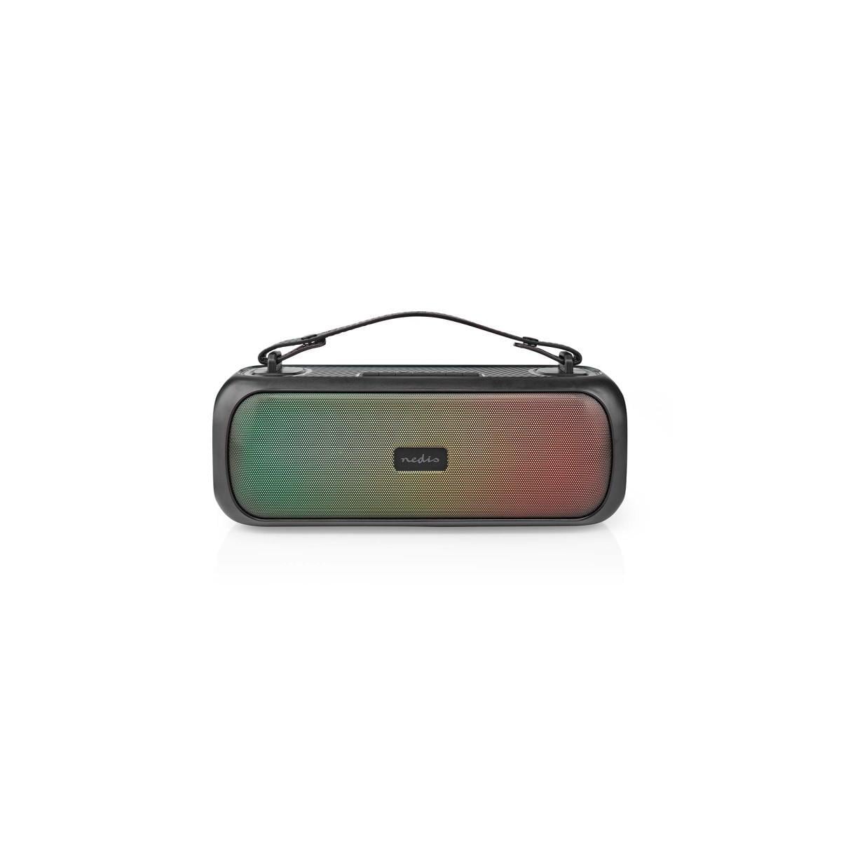 Nedis Bluetooth® Party Boombox | 4.5 timer | 2.0 | 45 W | Media avspilling: AUX / USB | IPX5 | Linkable | Bære håndtak | Party lys | Sort
