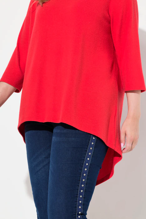 Pullover, A-Linie, gerundeter Saum, 3/4-Ärmel, neon rot
