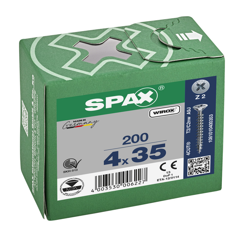 Spax universele schroeven platkop voldraad 4x35mm PZ2
