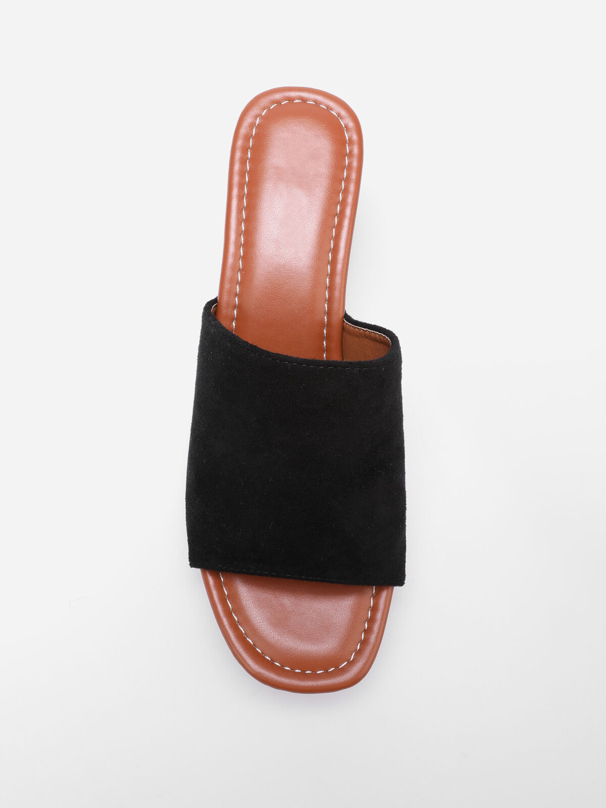 Mules sabots cloutées en suédine- Noir