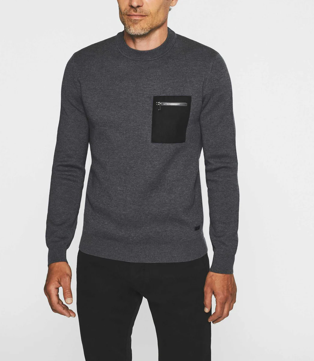 Pull col rond gris anthracite BRAD