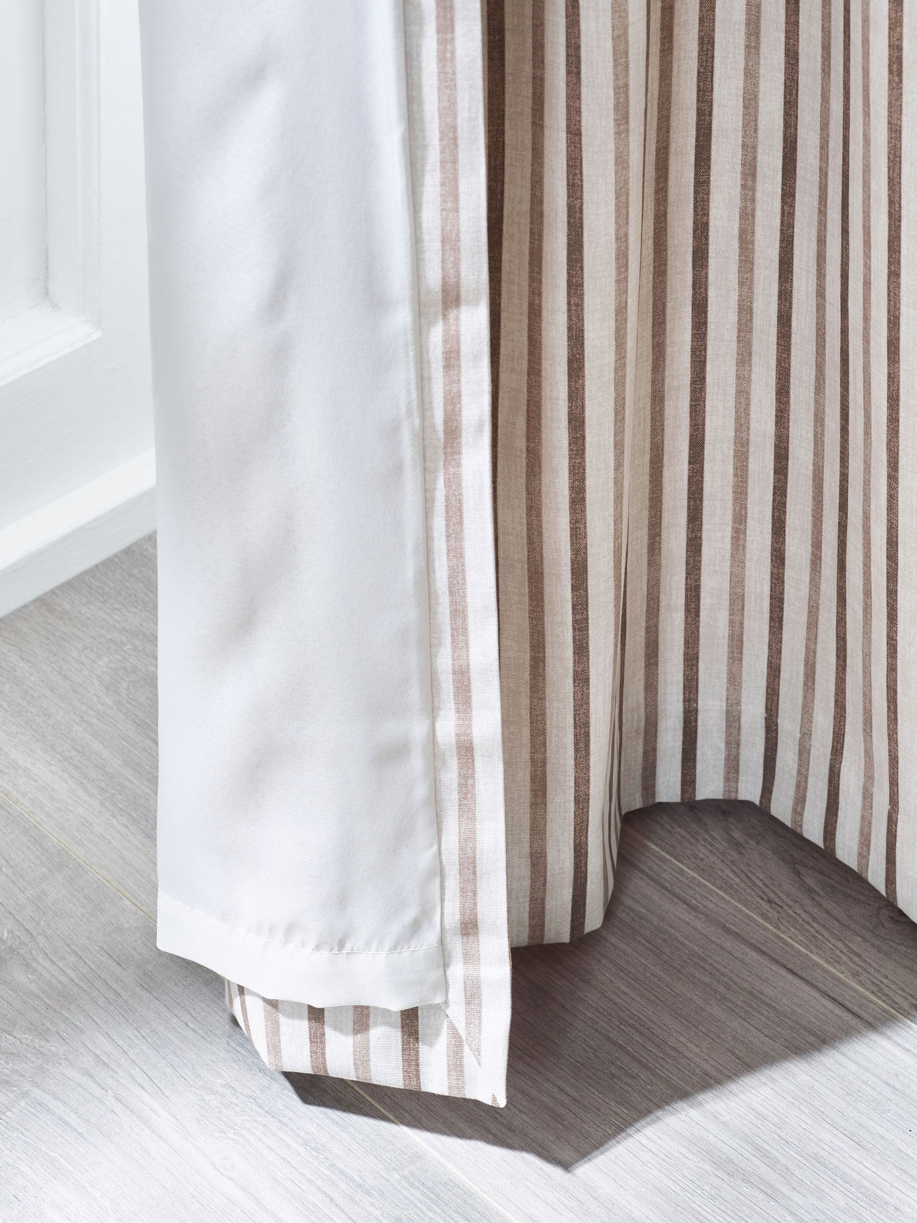 Catherine Lansfield Logan Stripe Lined Eyelet Curtains