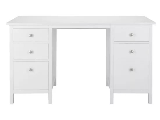 Bureau ALBANE - 4 tiroirs - 1 porte - Pin blanc