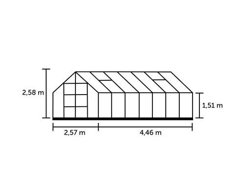 Kas Halls Magnum 148, veiligheidsglas 3 mm, 257 x 446 cm, zwart