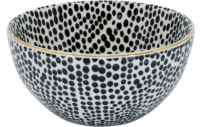 Schale Metropolitan Dots 15 cm, Schwarz/WeissFrühstücksschale aus Steingut