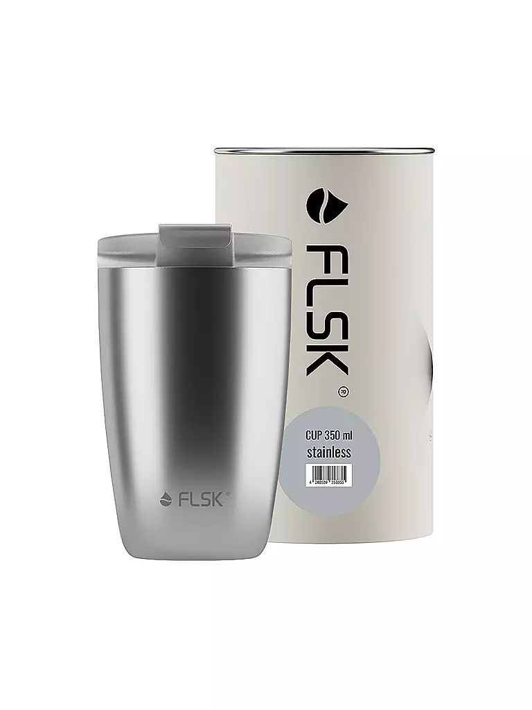 FLSK Isolierbecher - Thermosbecher CUP Coffee to go-Becher 0,35l Stainless silber