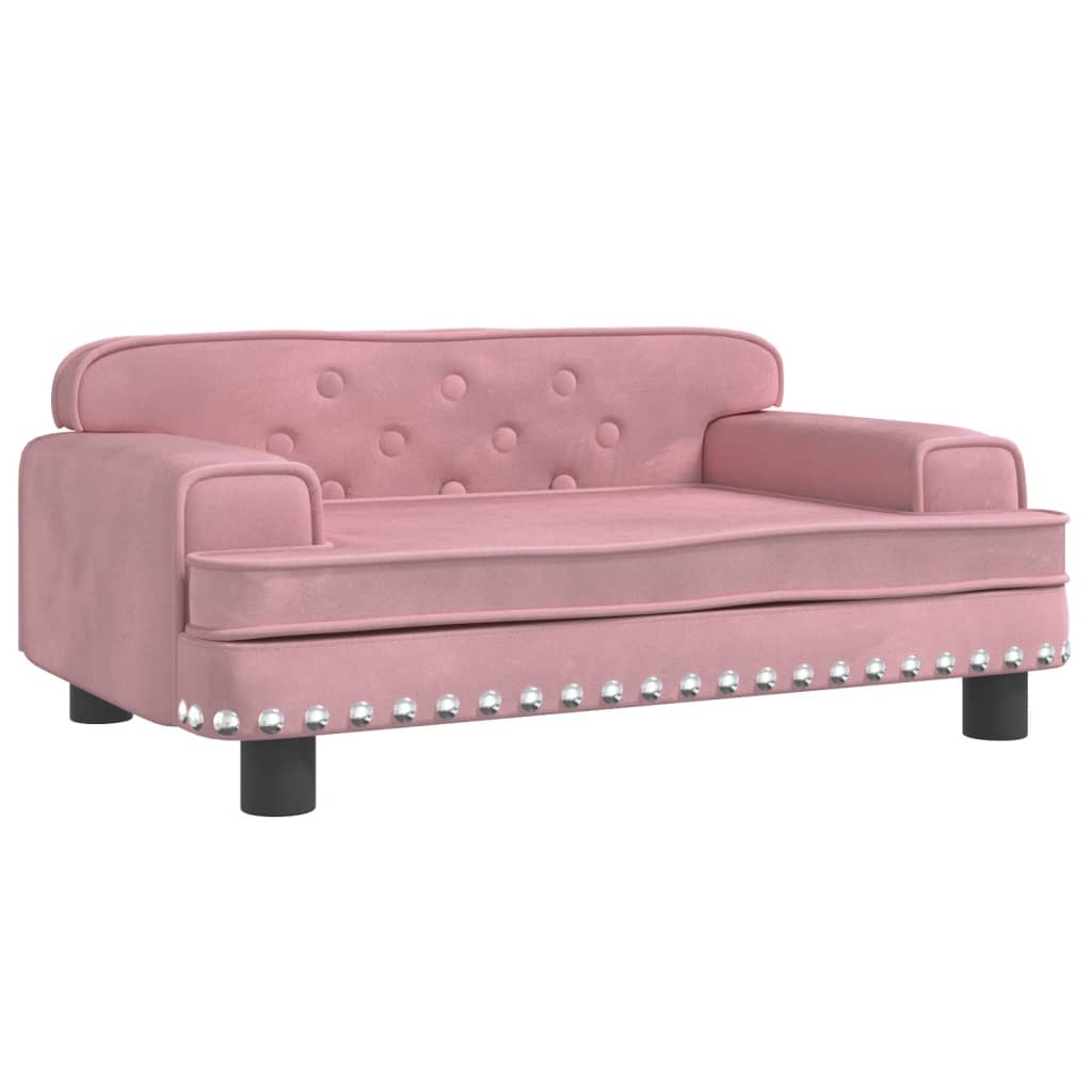 Cama para cães vidaXL em veludo rosa, 70x45x30 cm