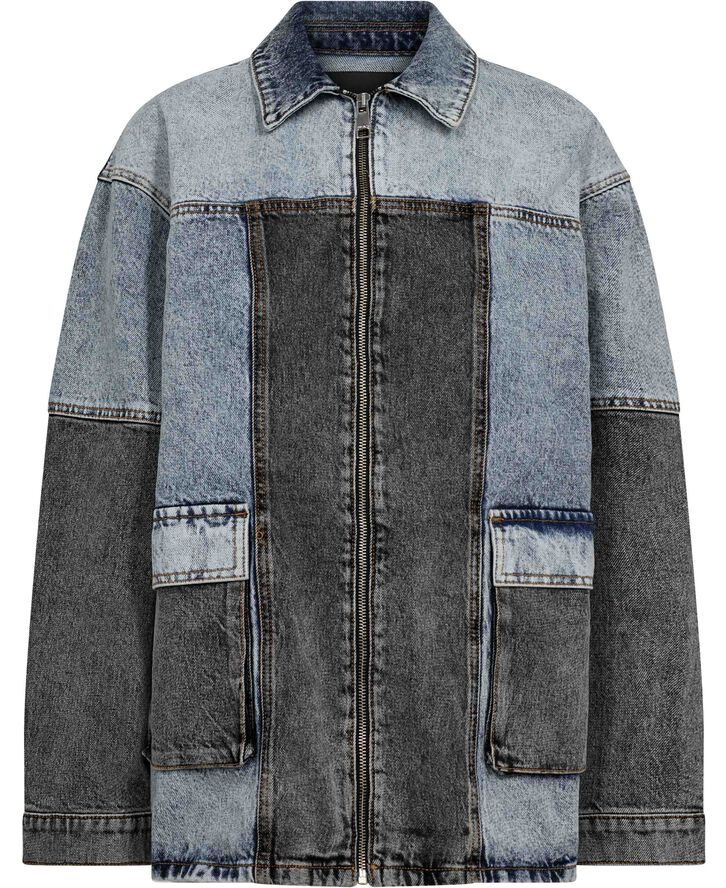 ROTATE Birger Christensen Oversized Patchwork Jacket Medium blue denim