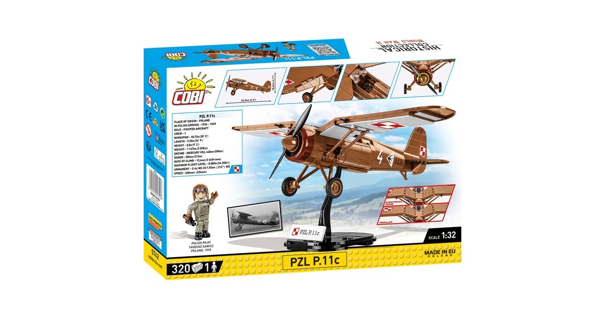 COBIHistorical Collection - PZL P.11c Constructiespeelgoed  (Schaal 1:32)