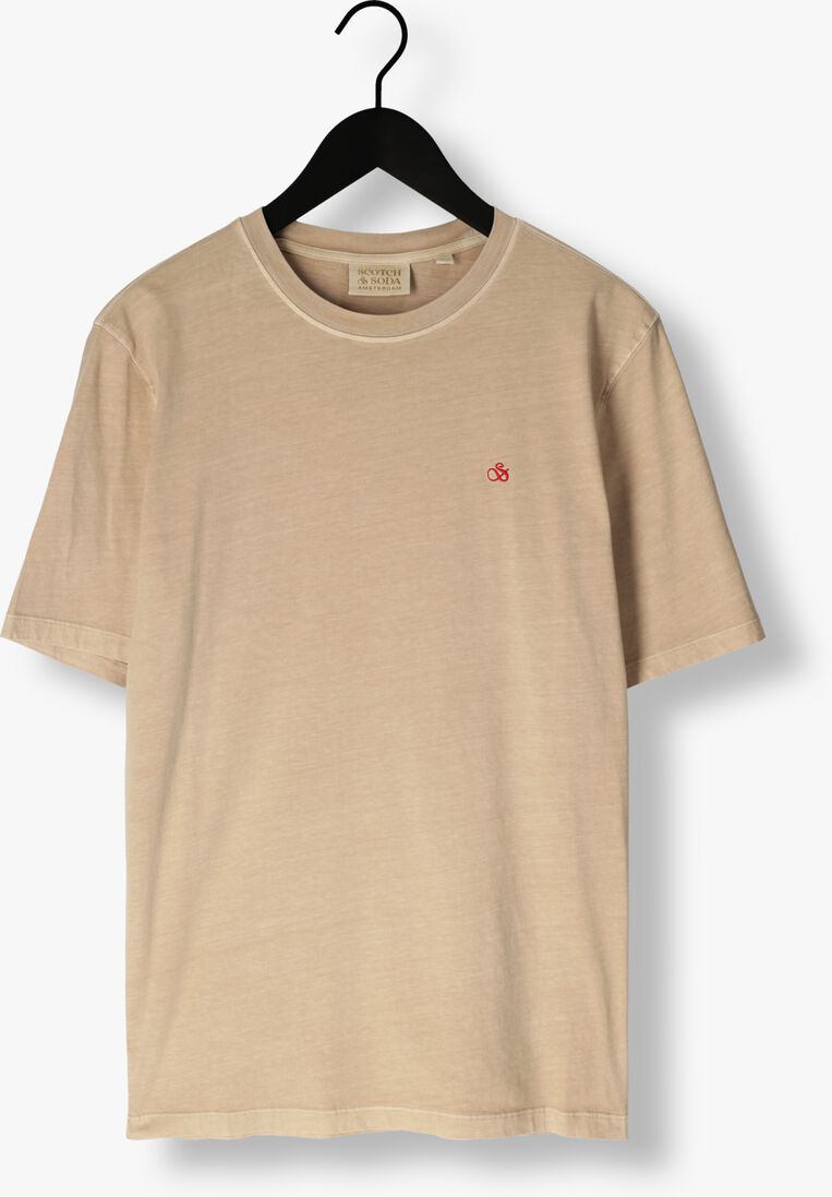 SCOTCH & SODA beige scotch & soda t-shirt garment dye logo crew t-shirt