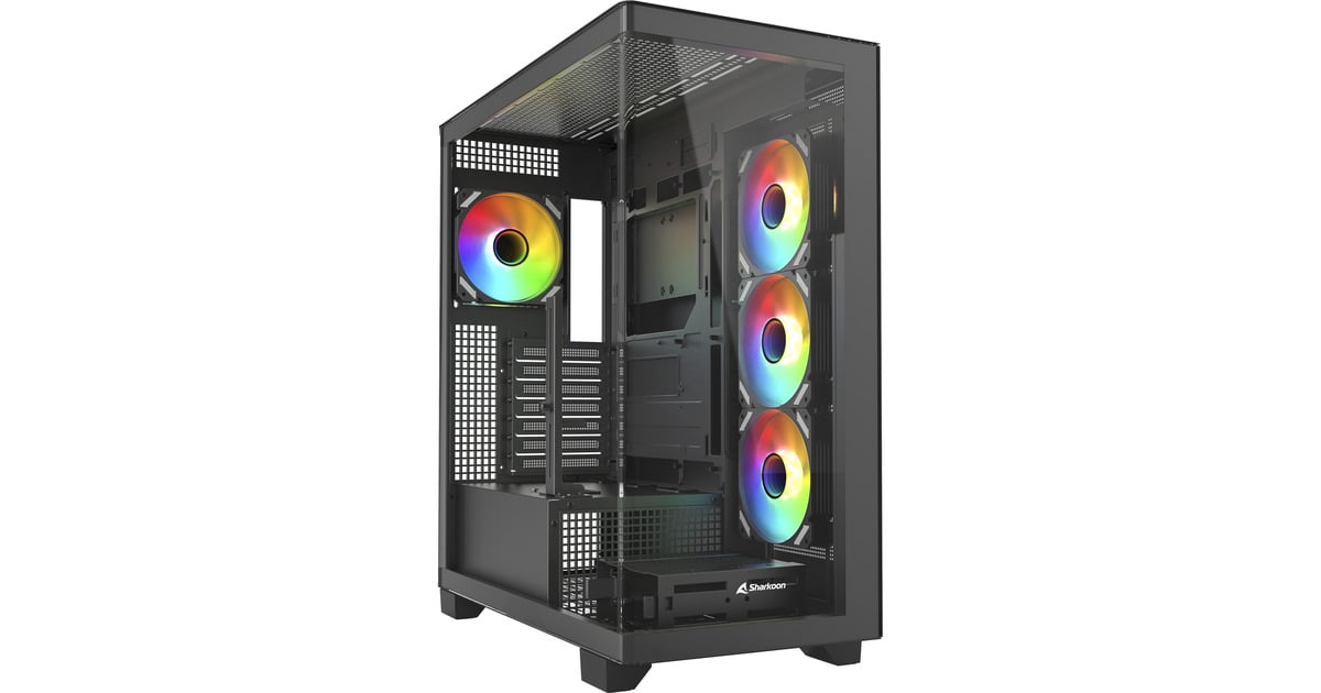 SharkoonELITE SHARK CA500 midi tower behuizing  (Zwart | 2x USB-A | 1x USB-C | RGB | Tempered Glass)