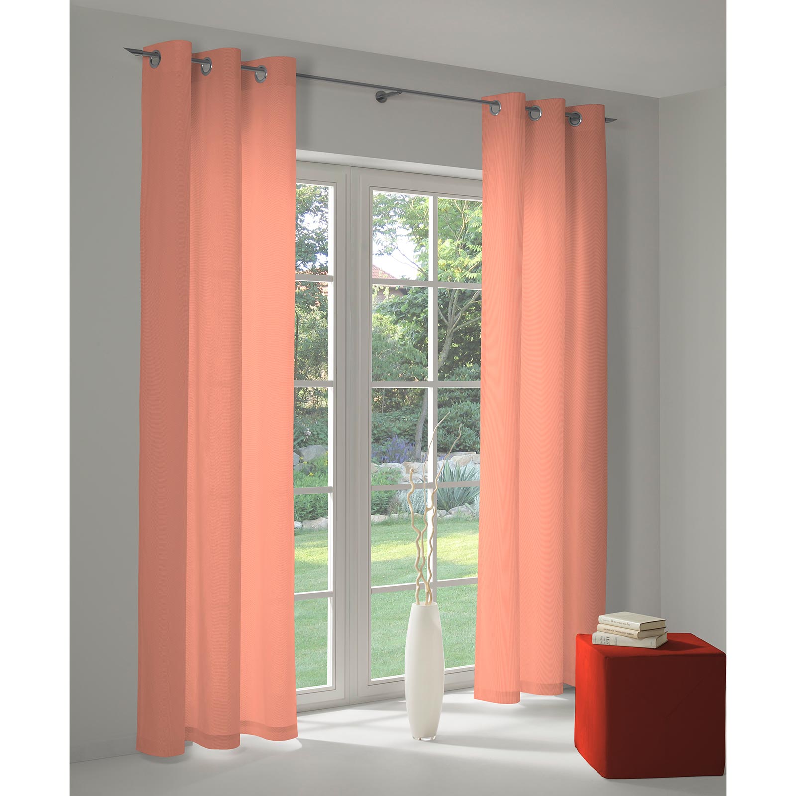 Einzelschal UNI COLLECTION - orange - mit Ösen - 145x145 cm