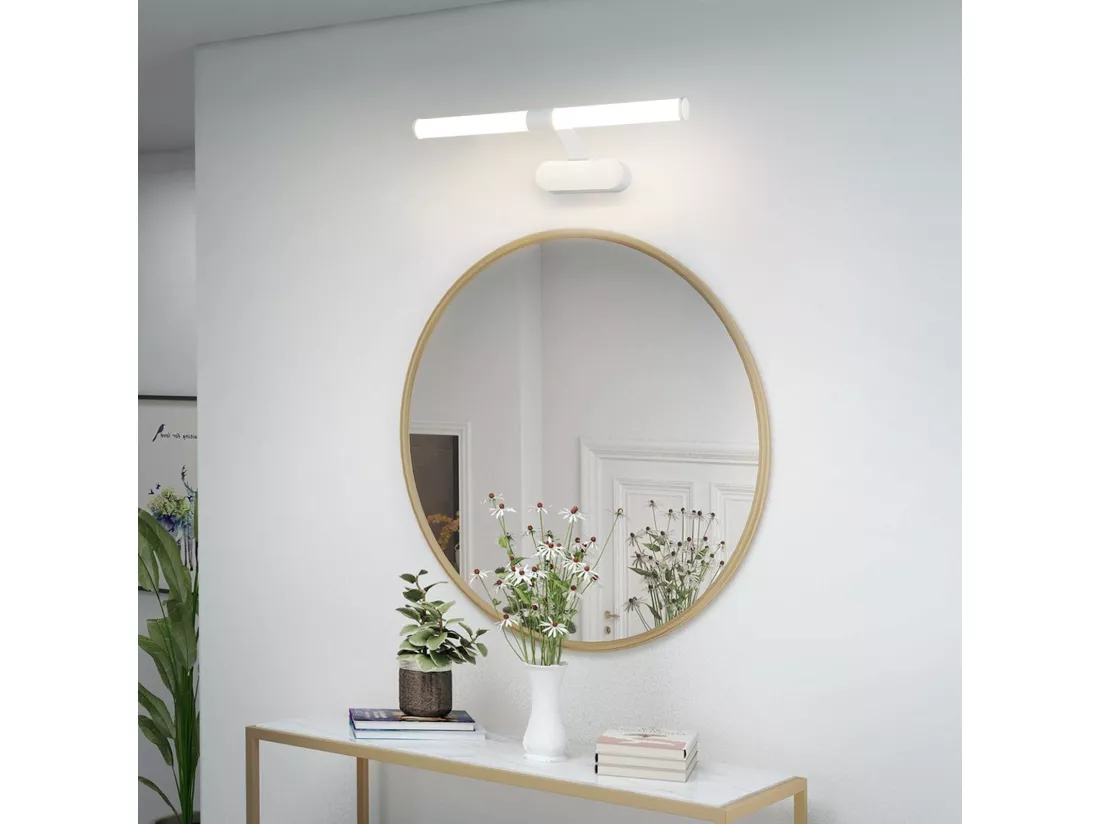 NETTLIFE Lampe de miroir LED 40CM 6W Etanche IP44 Moderne Blanc Neutre 4000K Blanc