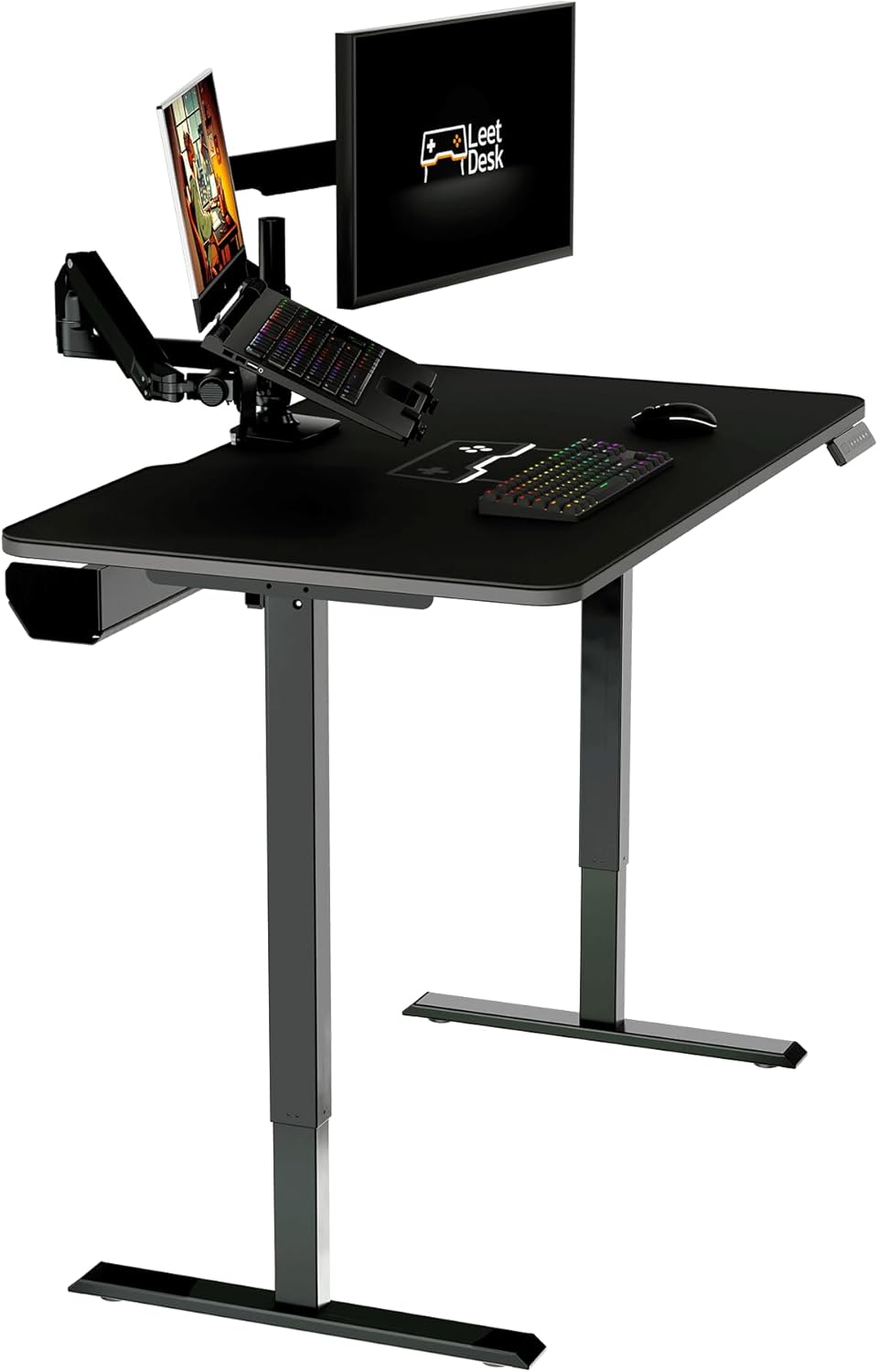 Entry Bundle: Elektrisch höhenverstellbarer Gaming Tisch inkl. Deskpad Black Noise – Ergonomischer Gaming Schreibtisch und PC Tisch – Schwarz, 120 x 70 cm