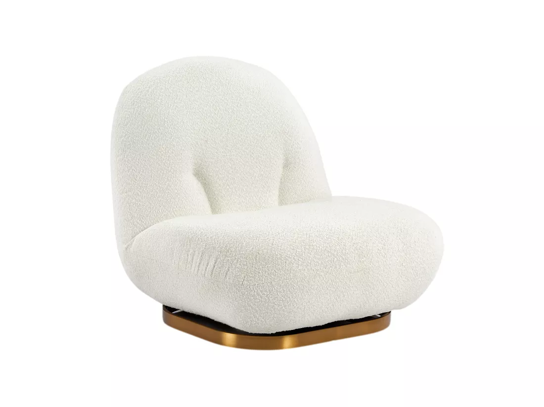 Fauteuil pivotant en tissu bouclette blanc LODOSA