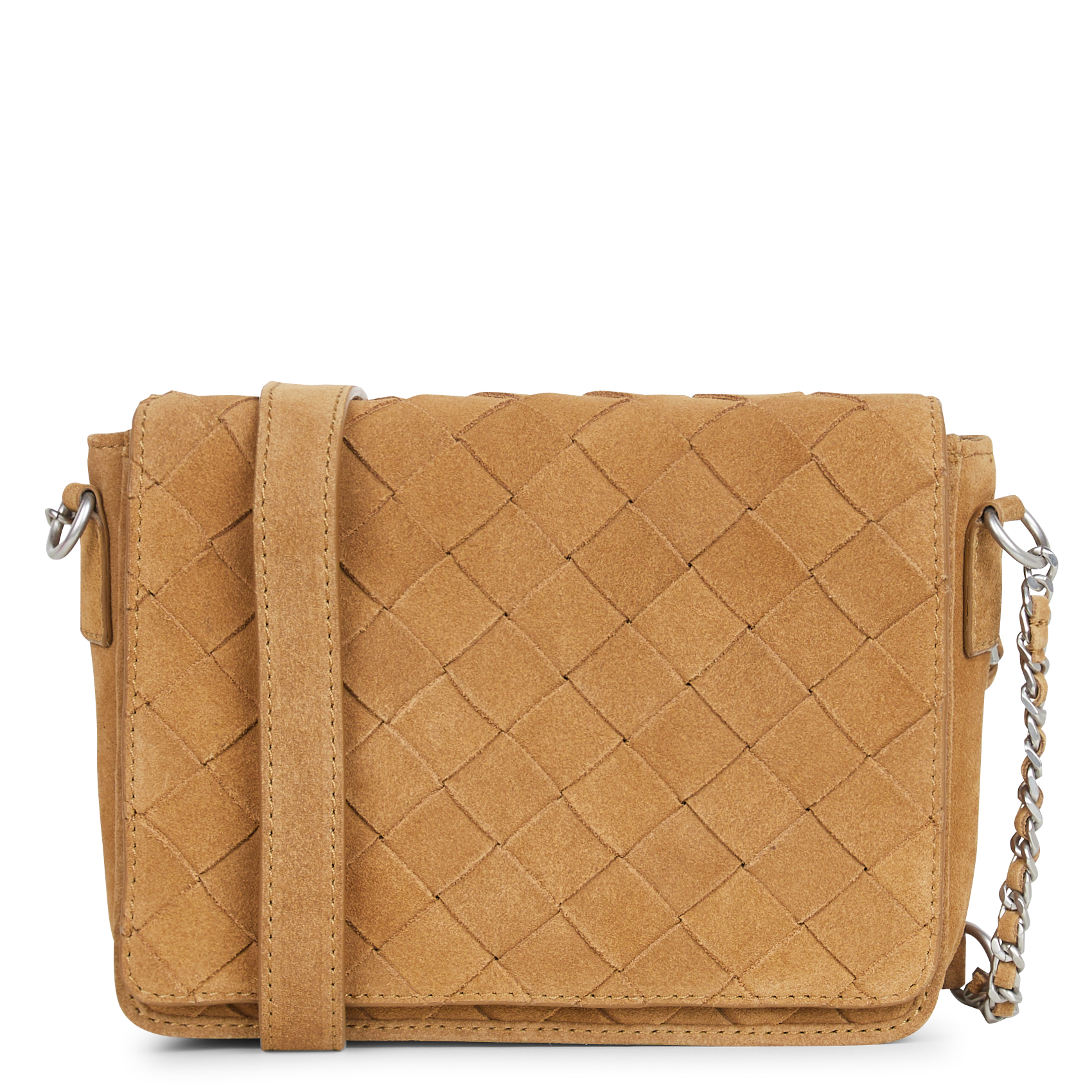 Sac bandoulière en cuir velours tressé | Beige