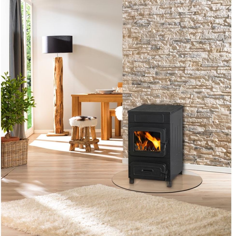 Wamsler Hüttenofen 6 kW mit Fenster, Solar, Holz, Natürliche Entlüftung, Freistehend, Rustikal, Wohnzimmer