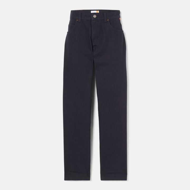 Calças retas Sandown de 5 bolsos para homem, na cor azul marinho.
