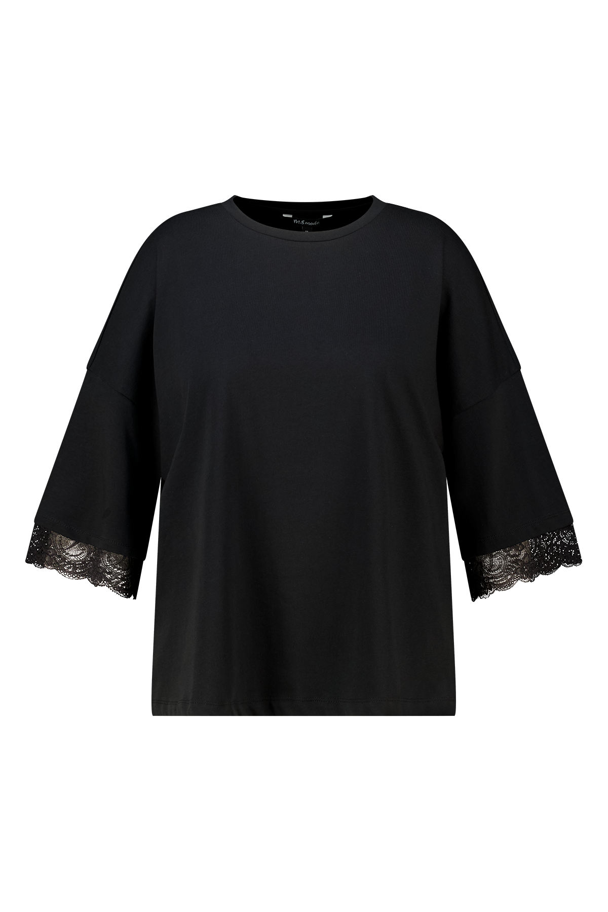 T-shirt met kanten details Zwart