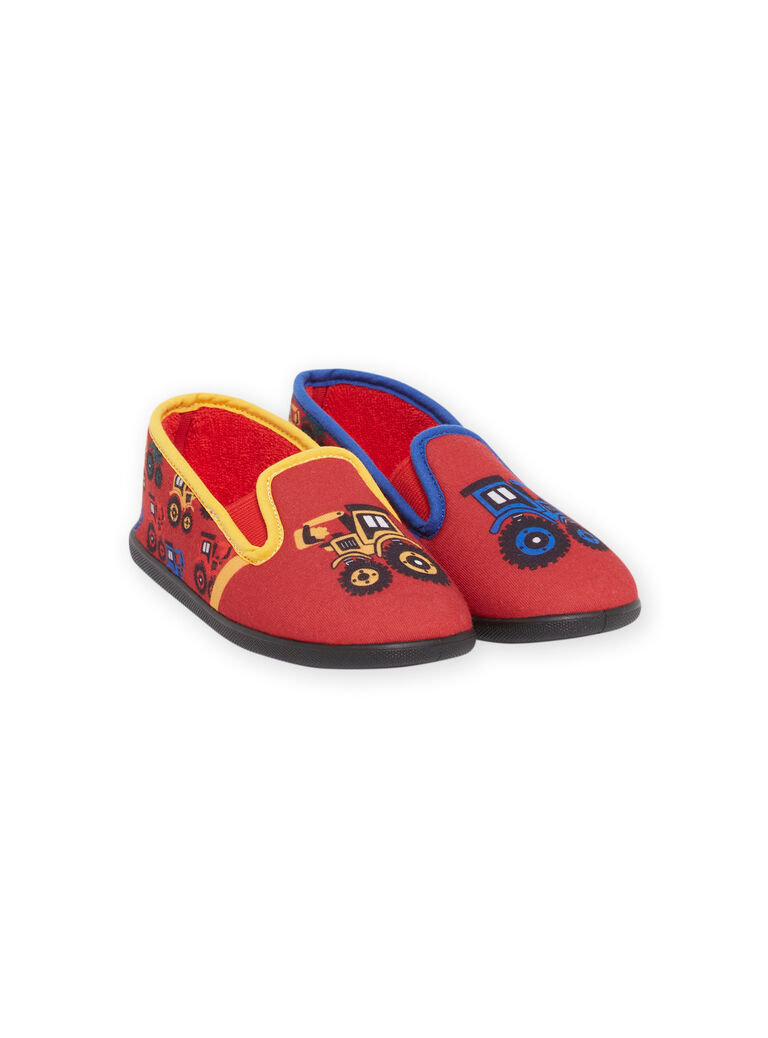 Pantoufles tricolores tracteurs enfant garçon