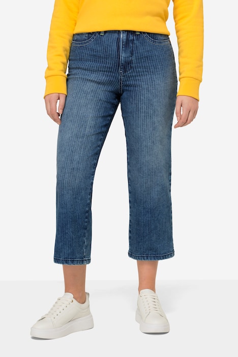 Streifenjeans, Marlenehose, 5-Pocket, mit recyceltem Polyester