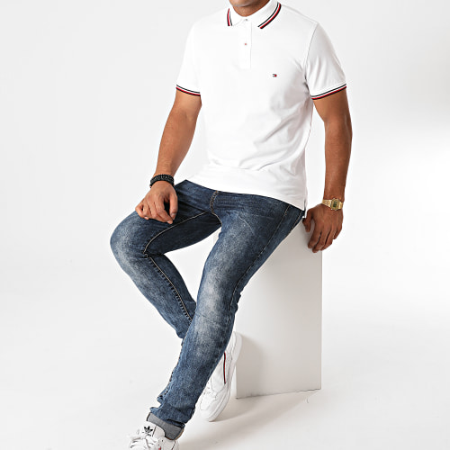 Polo Manches Courtes Core Tommy Tipped 3080 Blanc
