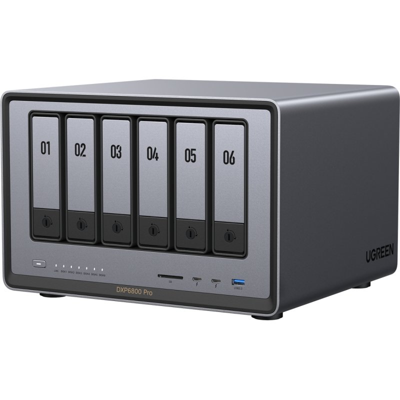 Serveur NAS Ugreen 6 baies DXP6800 Pro Gris anodisé