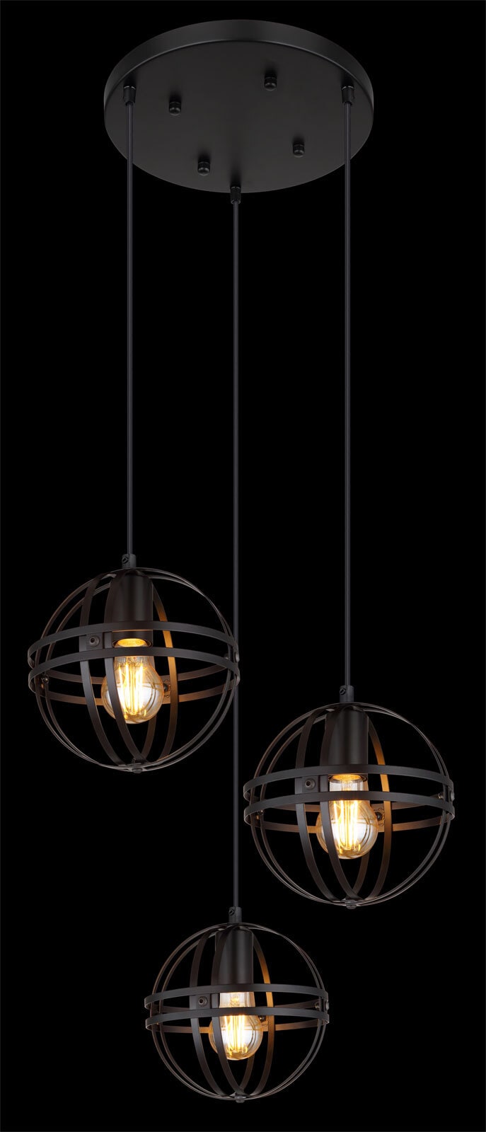 GLOBO Retrofit Pendelleuchte Tamara 47x120 cm Metall schwarz