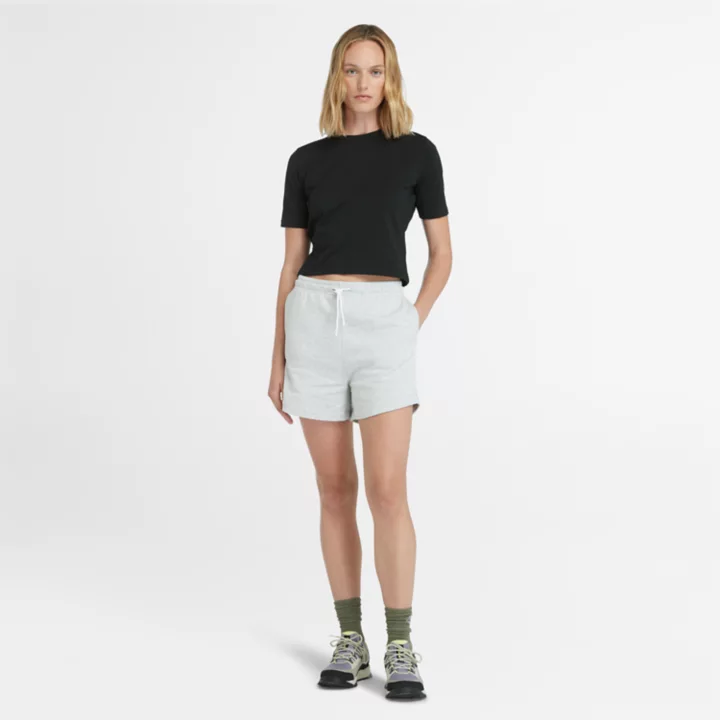 Short à envers bouclé pour femme en gris clair