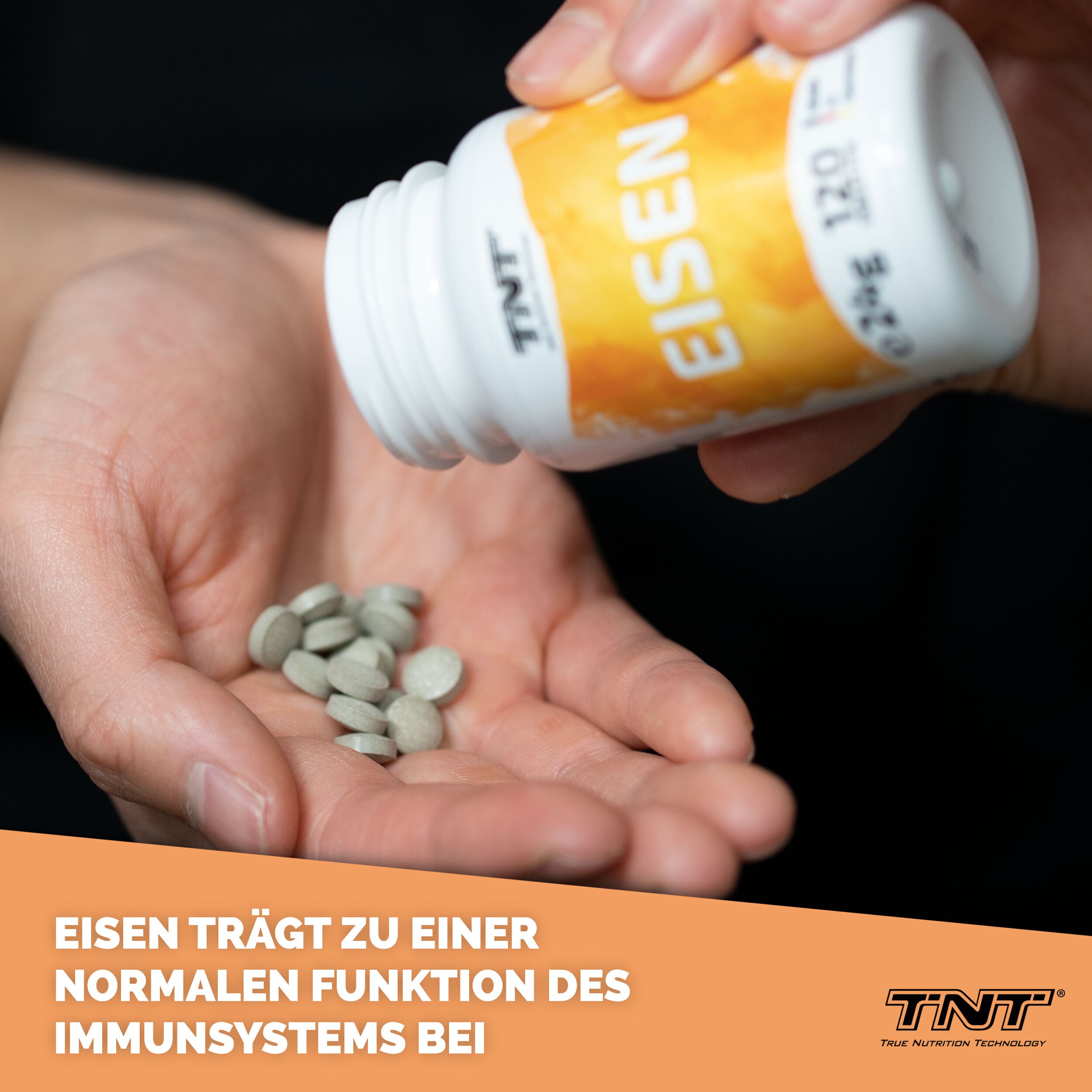 TNT Eisen 18mg. Trägt u.a.zur Verringerung von Müdigkeit und Erschöpfung bei.