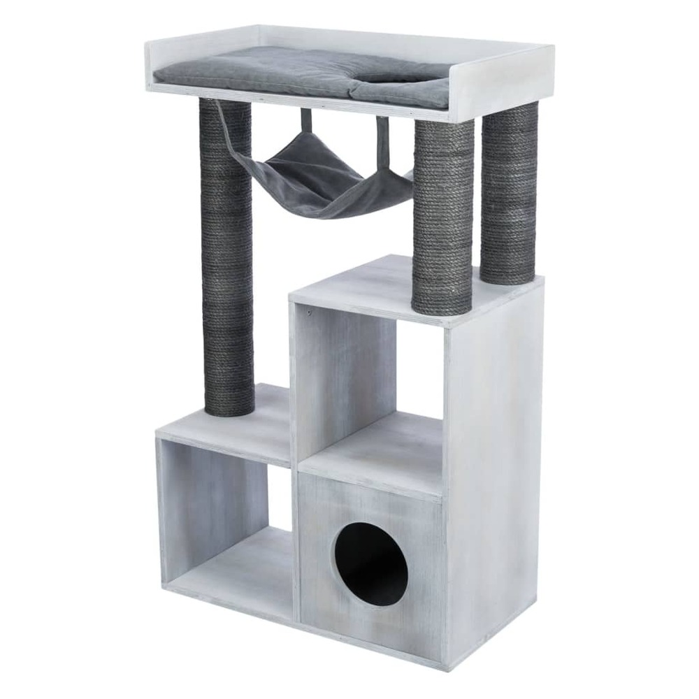 Griffoir pour chat avec fonction d'étagère 72x38x110 cm gris