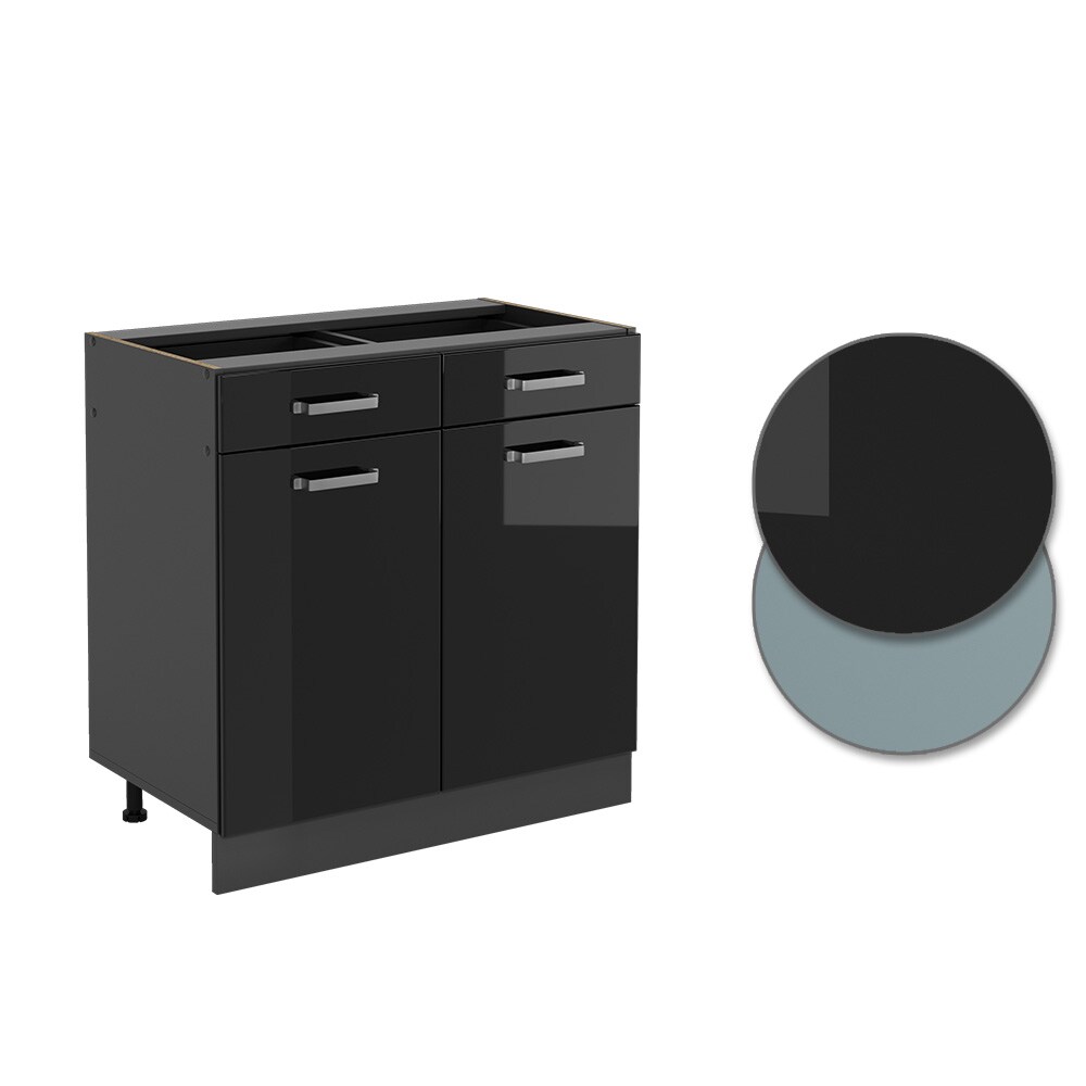 Vicco Schubunterschrank Küchenschrank R-Line Solid Anthrazit Schwarz 80 cm modern