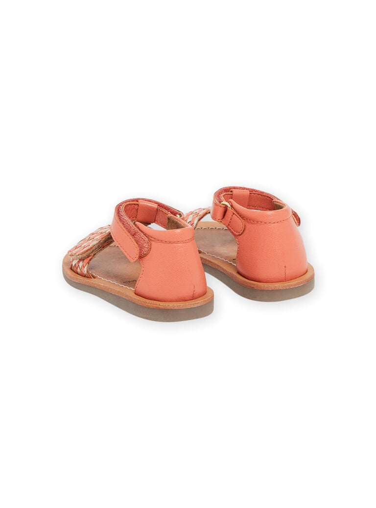 Sandales corail en cuir