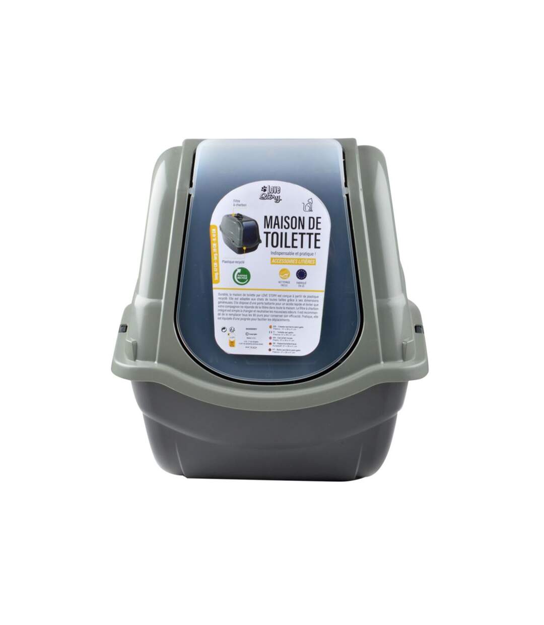 Paris Prix - Litière Pour Chat toilette 57cm Vert & Anthracite