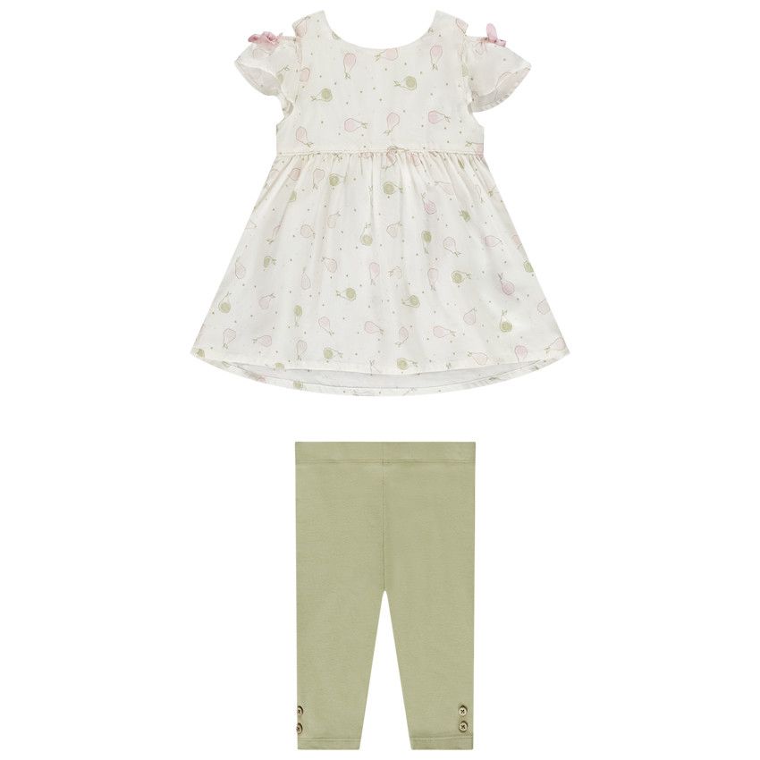 Ensemble 2 pièces imprimé poires pour bébé fille - Ecru