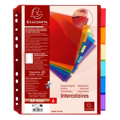 Exacompta Exactive - Pochette intercalaire 6 positions - A4 - polypropylène