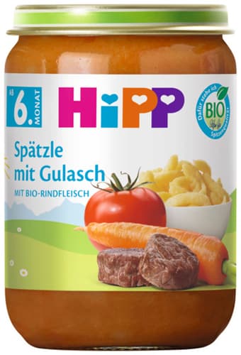 HiPP Bio Menüs ab 6. Monat Spätzle mit Gulasch