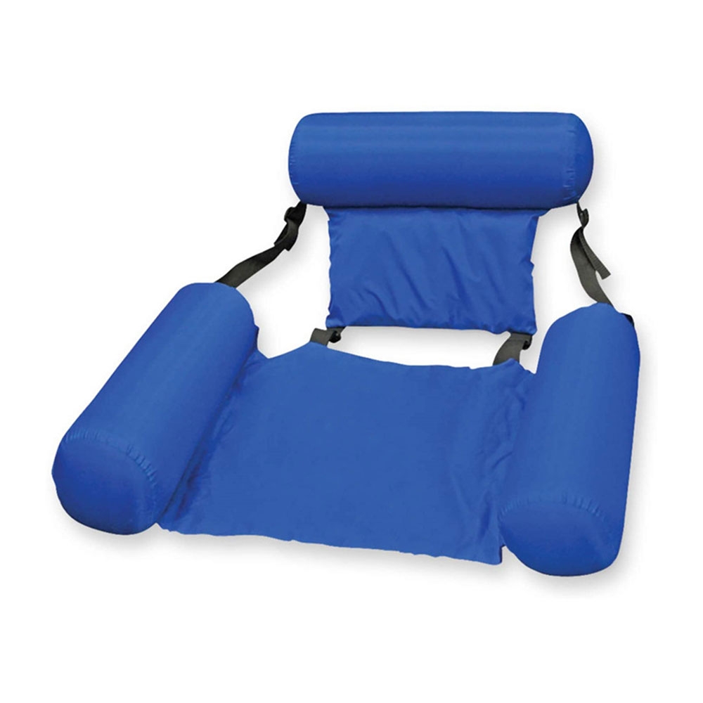 (120cm) Aufblasbare Wasser Luftmatratze Wasserhängematte Schwimmstuhl mit Rückenlehne - Blau