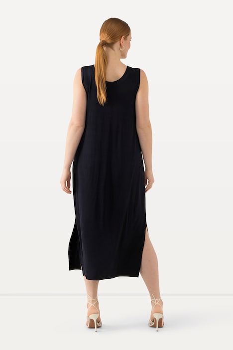 Slinky-Midikleid, A-Linie, V-Ausschnitt, ärmellos