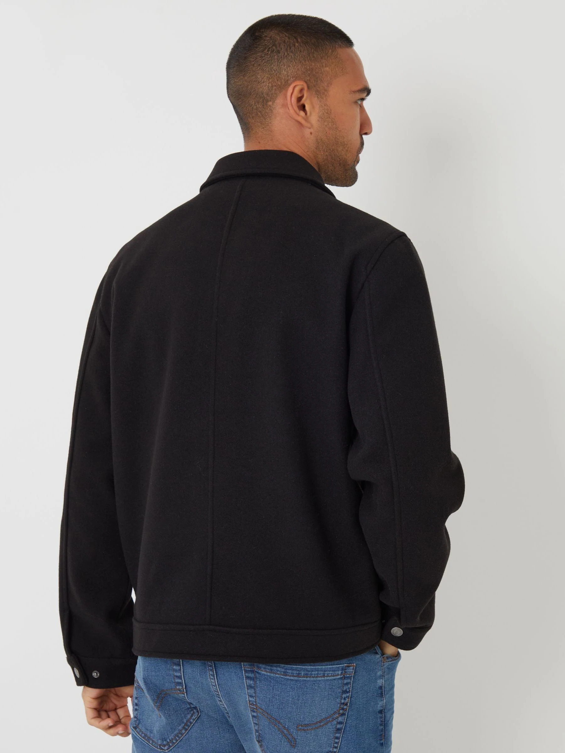 Zwart - Threadbare Brushed Collared Lightweight Utility Jacket